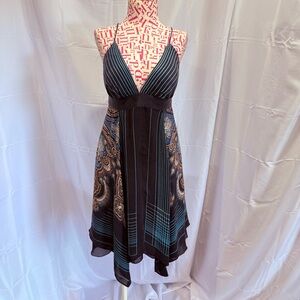 Vintage Y2K Clydeen Designs Paisley Silk Handkerchief Cocktail‎ Party Dress M